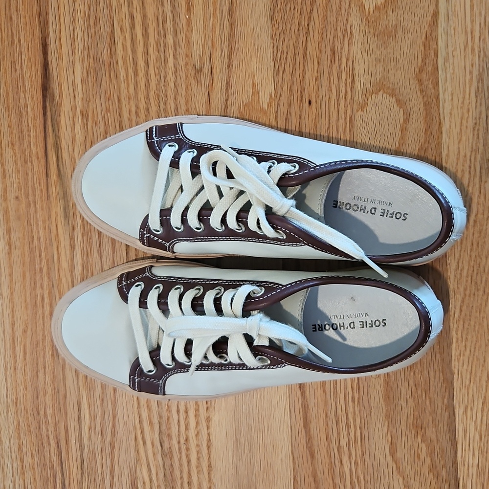 Sofie D'Hoore White and Brown Women's Sneakers